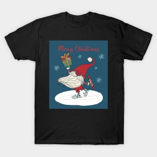 Happy santa skating greeting card T-Shirt